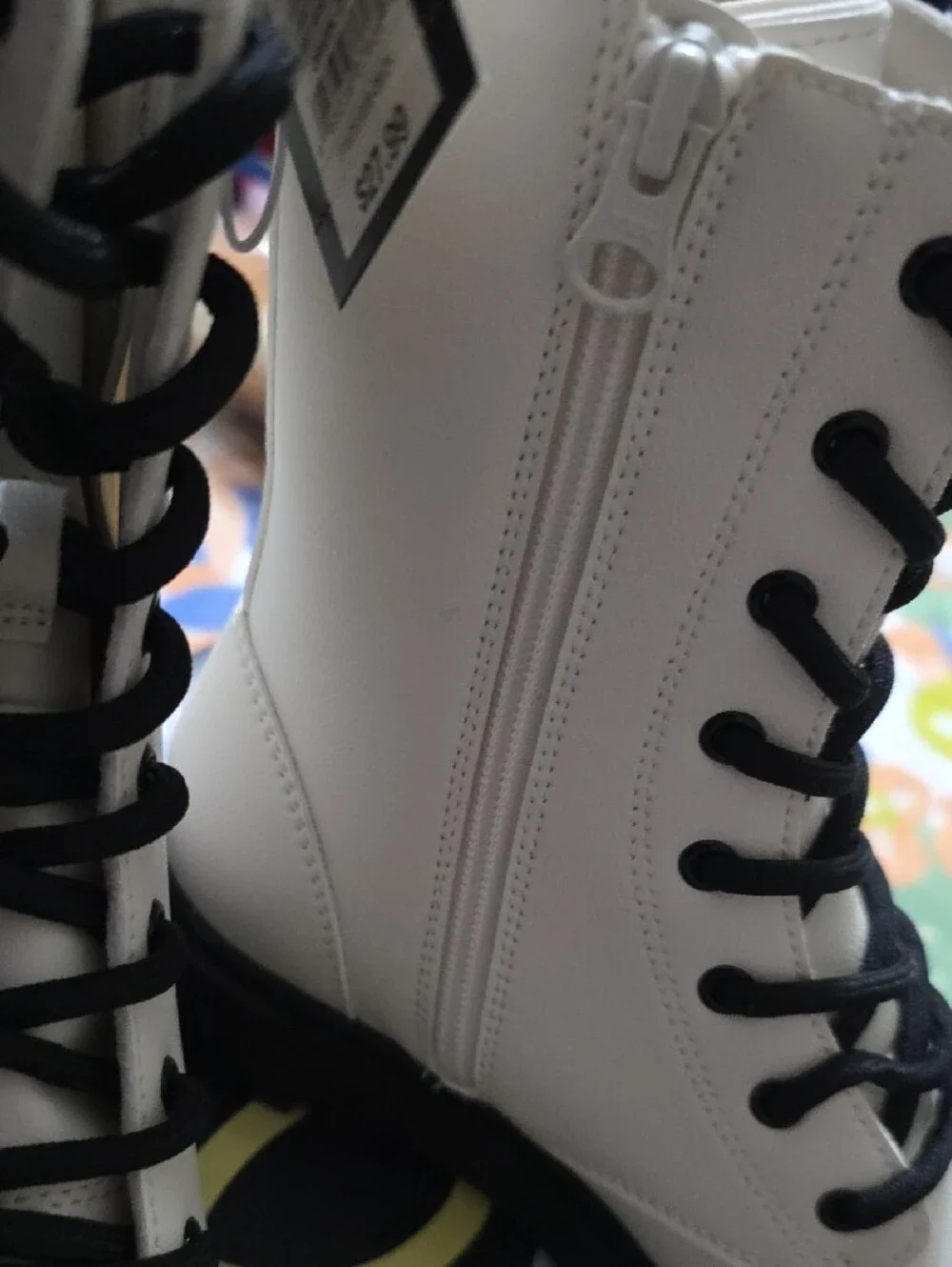 art class CREAM Kids Combat Khari Boots with Black Laces